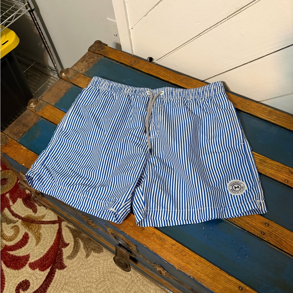Maamgic Nautical Blue Striped Men's Swim Trunks